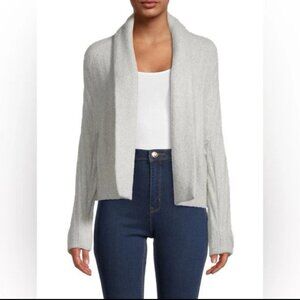 Vince Open Cardigan Shawl Collar Ribbed Alpaca Blend Light Gray Sweater Large